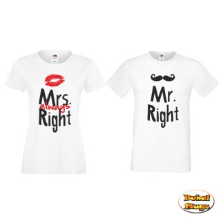 Тениски "Mr right and Mrs always right"